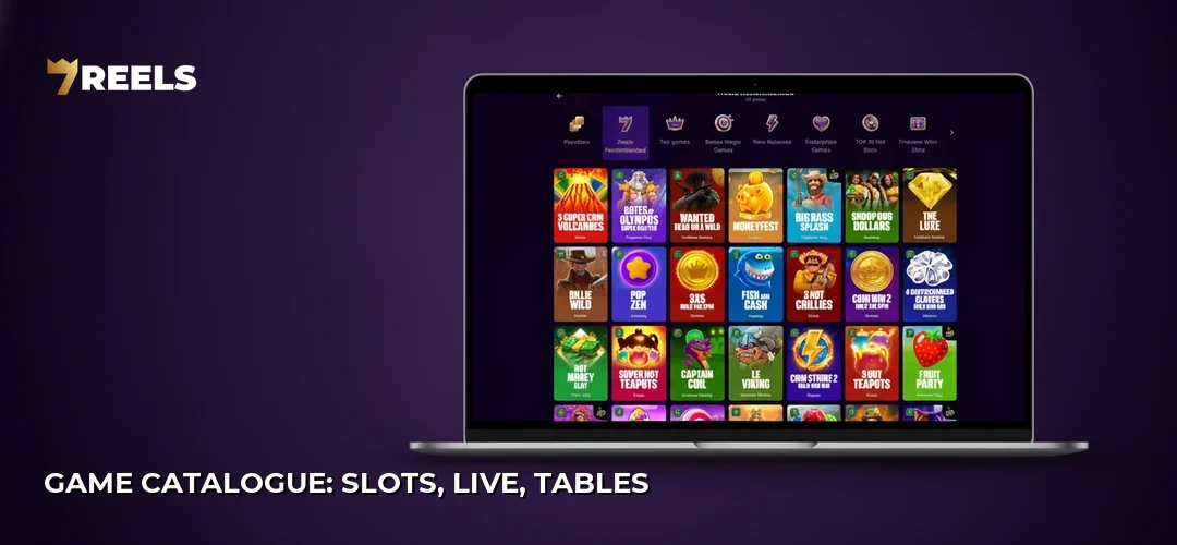 Game Catalogue: Slots, Live, Tables